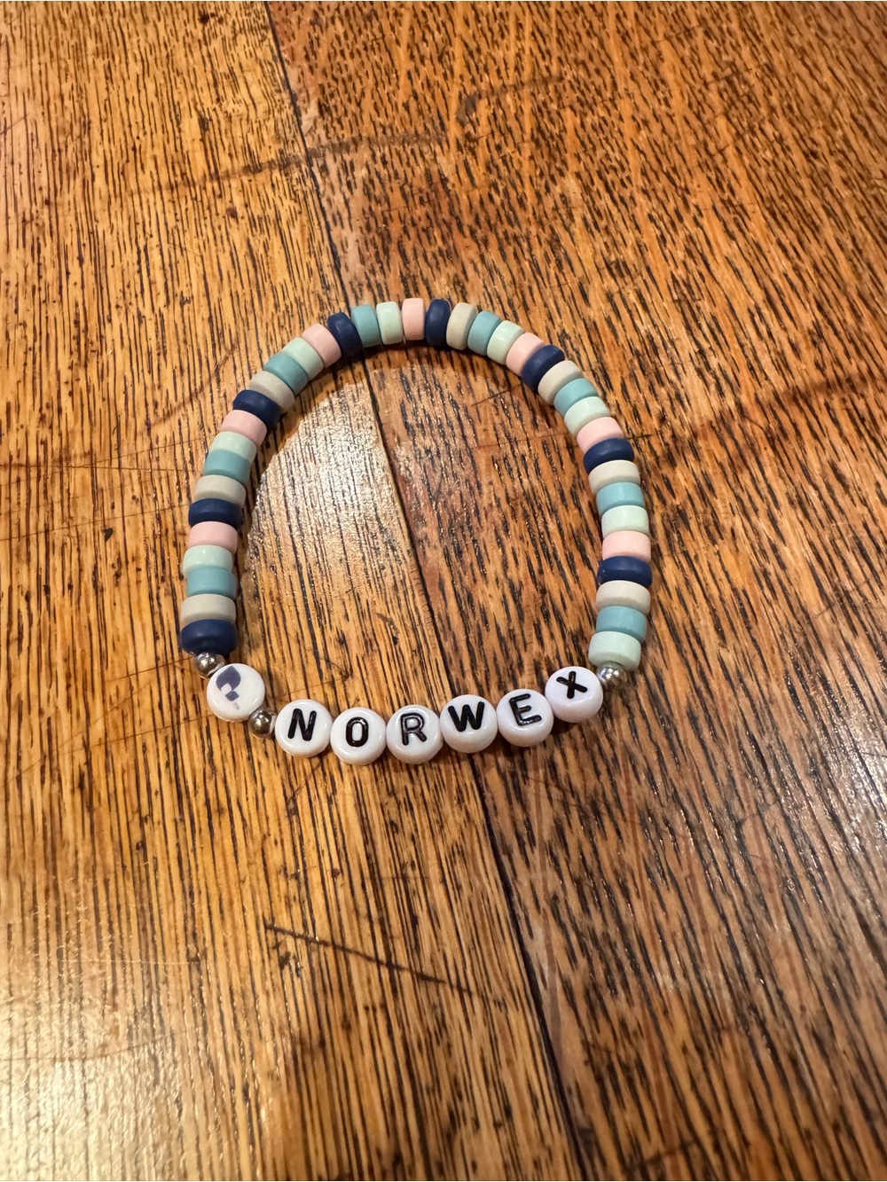 Norwex Pastel Blue, Pink & Navy Beaded Stretch Bracelet